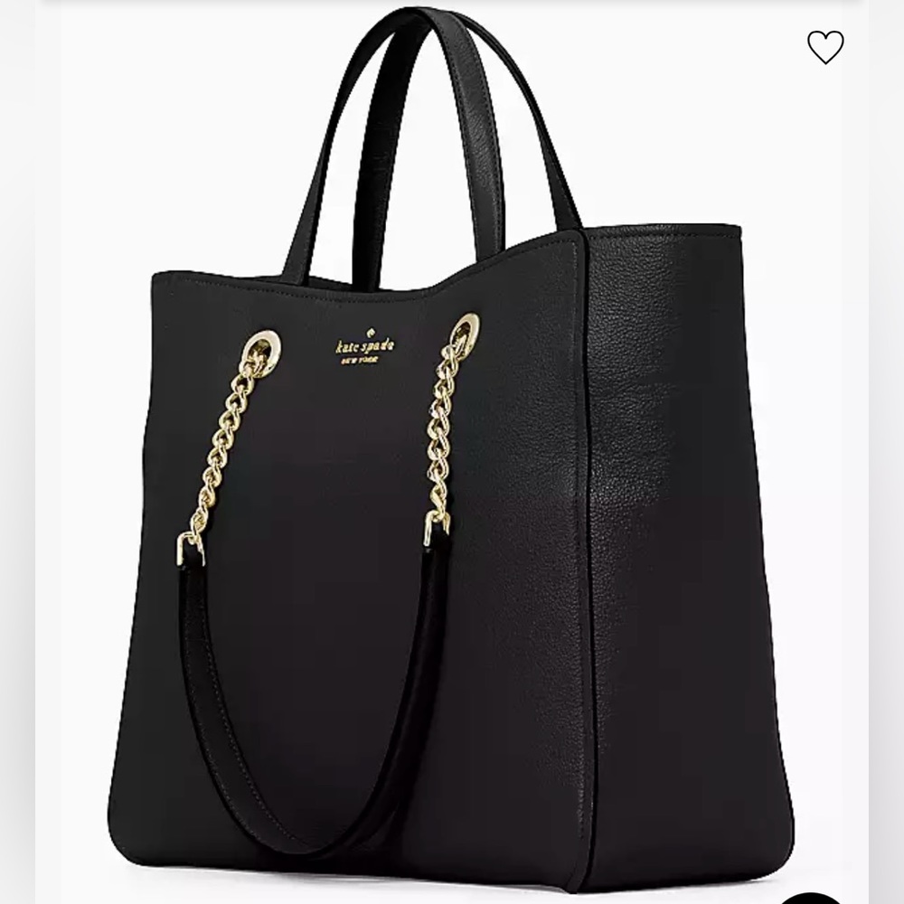 ♠️Kate Spade Large Infinite Triple Comp Tote Bag- Black- Pebble Leather-NWT - Picture 1 of 16